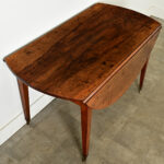 French 19th Century Round Walnut Drop Leaf Dining Table