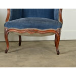 French Pair of Louis XV Wingback Bergeres & Ottoman