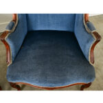 French Pair of Louis XV Wingback Bergeres & Ottoman