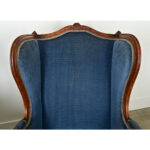French Pair of Louis XV Wingback Bergeres & Ottoman