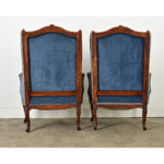 French Pair of Louis XV Wingback Bergeres & Ottoman