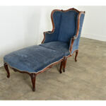 French Pair of Louis XV Wingback Bergeres & Ottoman