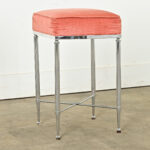 French Vintage Upholstered Vanity Stool