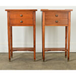 French Pair of Reproduction Fruitwood Bedside Tables