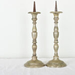 French Pair of 19th Century Pewter Candlesticks