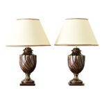 Pair of Heavy Brass Urn Table Lamps