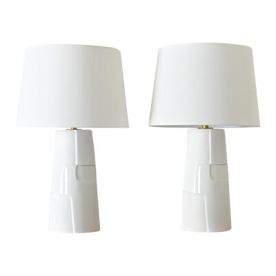 Pair of Modern White Ceramic Lamps