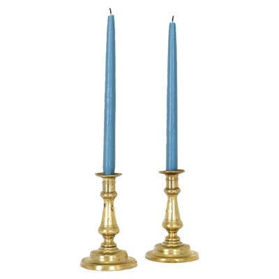 French Pair of Solid Brass Candlesticks