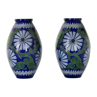 French Vintage Pair of Gres d’Alsace Vases