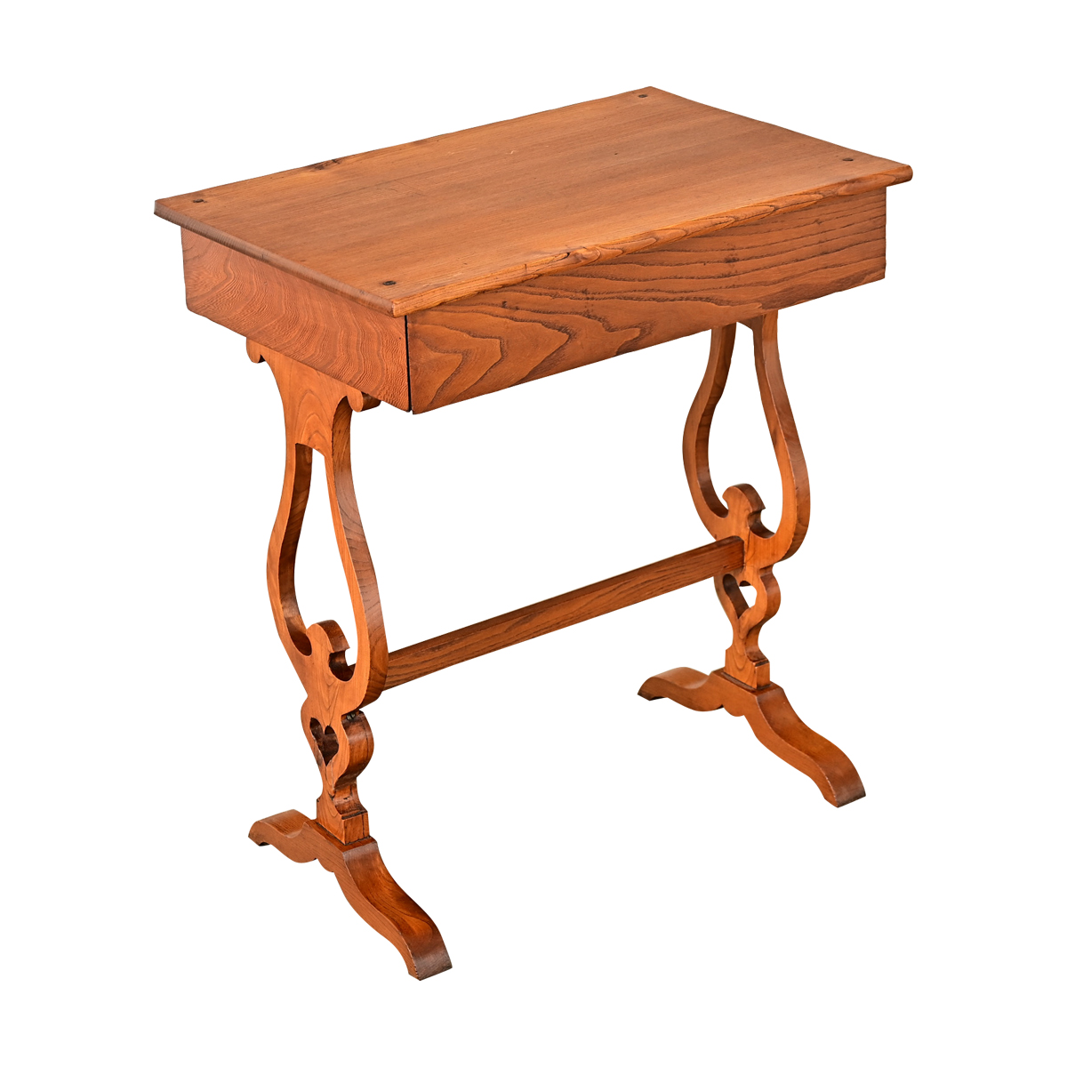 French 20th Century Ash Lyre Side Table - Fireside Antiques