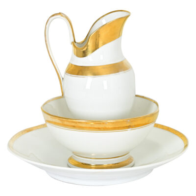 French 19th Century Paris Porcelain Wash Jug and Bowls