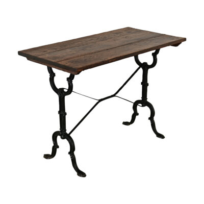 French 19th Century Oak & Cast Iron Bistro Table