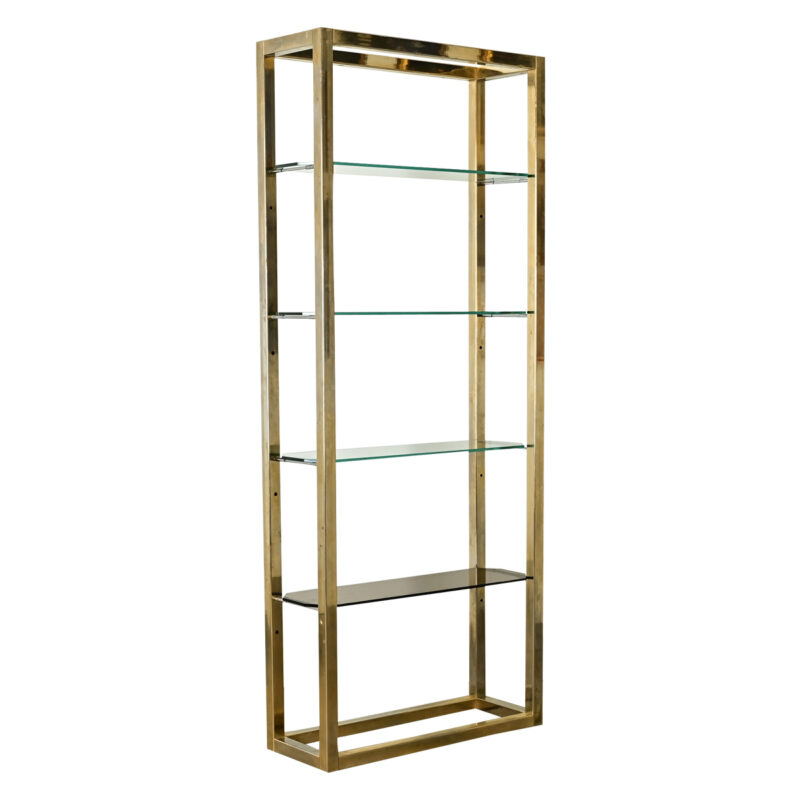 Vintage Hollywood Regency Brass & Glass Etagere
