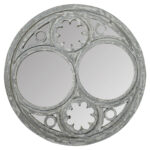 French Vintage Architectural Round Mirror