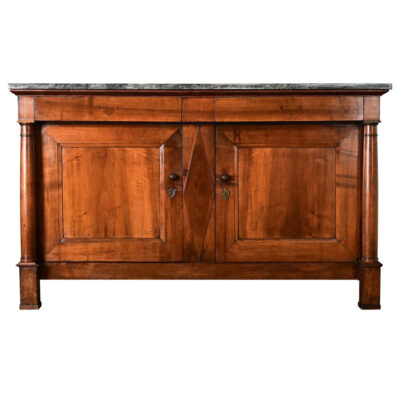 French Empire Solid Walnut & Marble Buffet