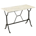 French Vintage Cast Iron & Curvy Marble Bistro Table