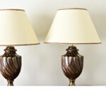 Pair of Heavy Brass Urn Table Lamps