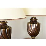 Pair of Heavy Brass Urn Table Lamps