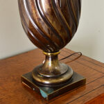 Pair of Heavy Brass Urn Table Lamps