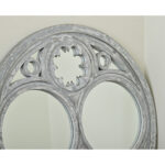 French Vintage Architectural Round Mirror