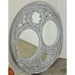 French Vintage Architectural Round Mirror