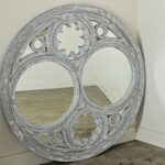 French Vintage Architectural Round Mirror