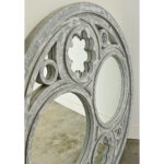 French Vintage Architectural Round Mirror