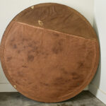 French Vintage Architectural Round Mirror