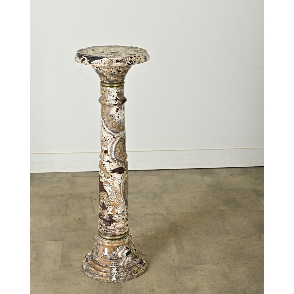 French Vintage Onyx Pedestal with Brass Details - Fireside Antiques