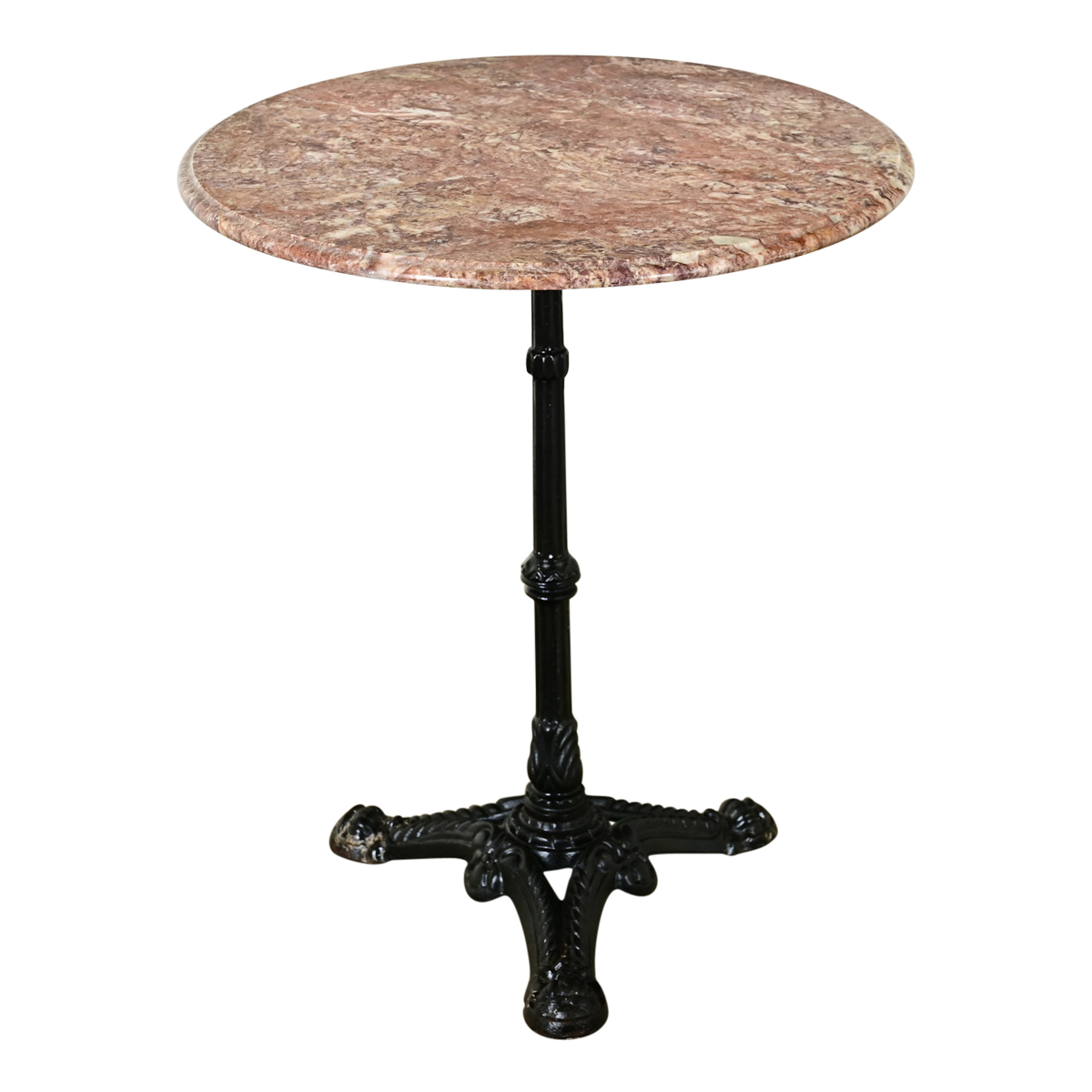 French Cast Iron & Red Marble Bistro Table - Fireside Antiques