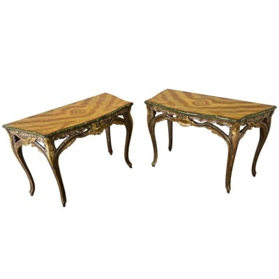 Pair of Italian Faux Marble Consoles