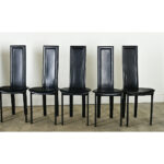 Set of Eight Italian Leather Postmodern Dining Chairs
