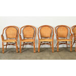 Set of Six Vintage Rattan & Bamboo Dining Chairs