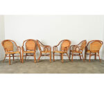 Set of Six Vintage Rattan & Bamboo Dining Chairs