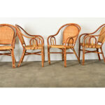 Set of Six Vintage Rattan & Bamboo Dining Chairs