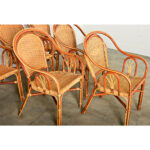 Set of Six Vintage Rattan & Bamboo Dining Chairs