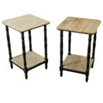 Pair of French Ebonized & Fabric Side Tables