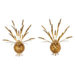 French Pair of Vintage Brass Wheat Sconces