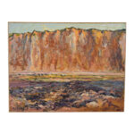 French Vintage Oil on Canvas Cliff Scene