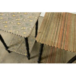 Pair of French Ebonized & Fabric Side Tables