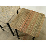 Pair of French Ebonized & Fabric Side Tables