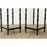 Pair of French Ebonized & Fabric Side Tables