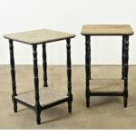 Pair of French Ebonized & Fabric Side Tables