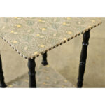 Pair of French Ebonized & Fabric Side Tables