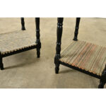 Pair of French Ebonized & Fabric Side Tables