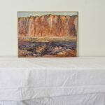 French Vintage Oil on Canvas Cliff Scene