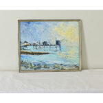French Vintage Oil on Panel Coastal Scene