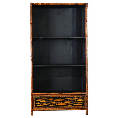 French 19th Century Bamboo & Decoupage Bookcase