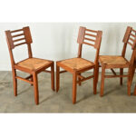 Set of Four Oak & Rush Seat Chairs by Cruege