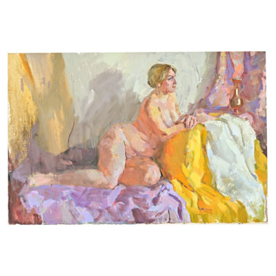 English 20th Century Lounging Lady Painting